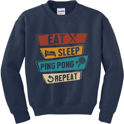 Table Tennis Lover Eat Sleep Ping Pong Repeat Kids Sweatshirt