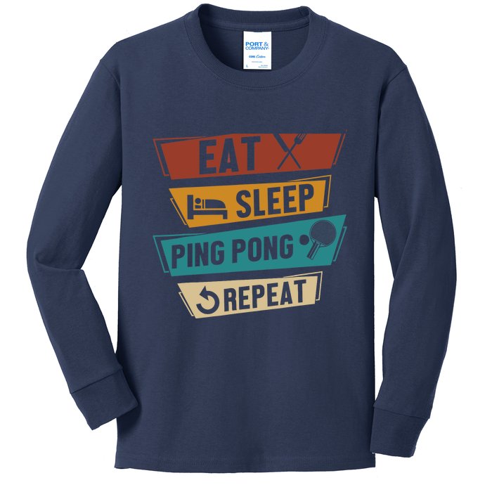 Table Tennis Lover Eat Sleep Ping Pong Repeat Kids Long Sleeve Shirt