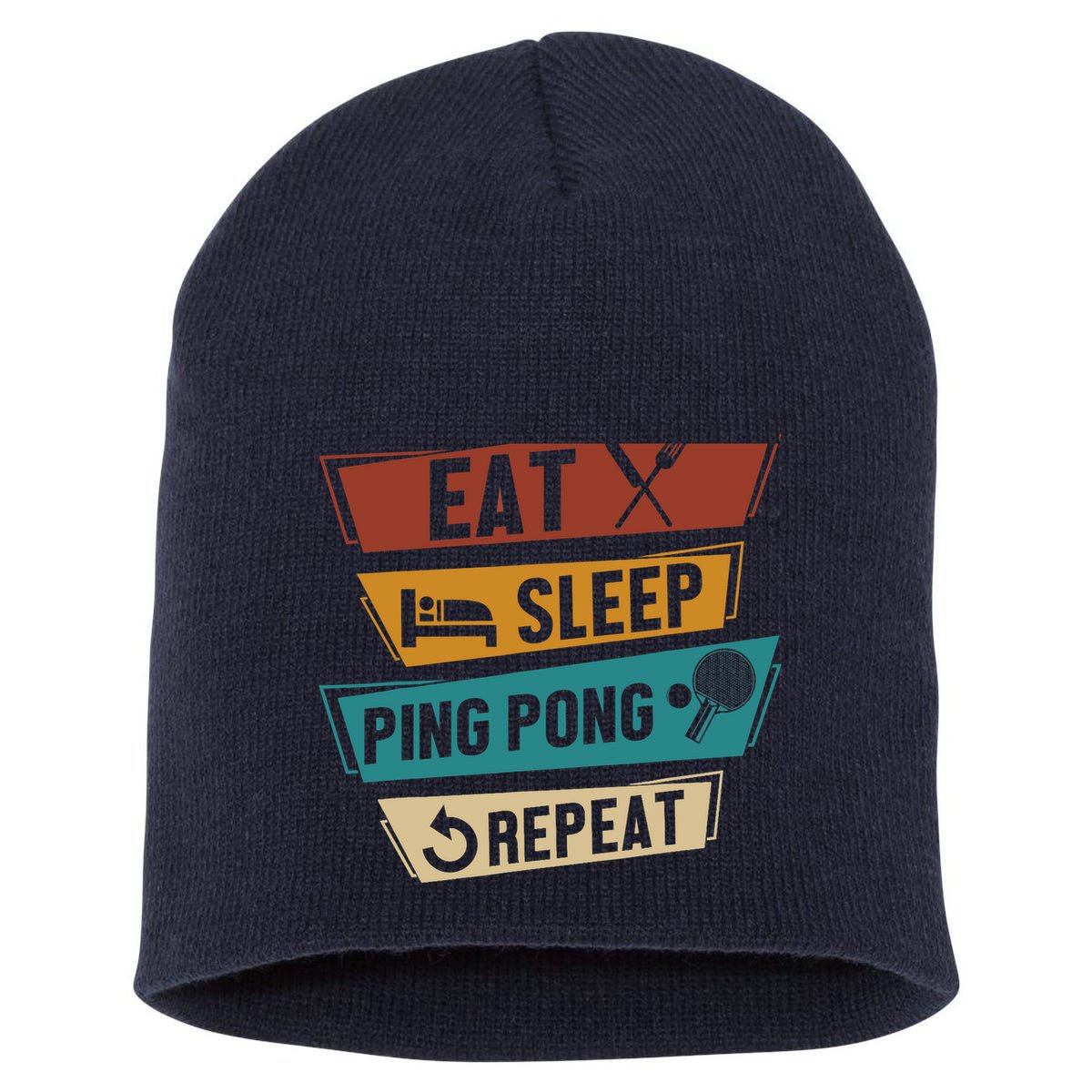 Table Tennis Lover Eat Sleep Ping Pong Repeat Short Acrylic Beanie