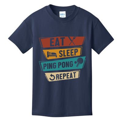 Table Tennis Lover Eat Sleep Ping Pong Repeat Kids T-Shirt
