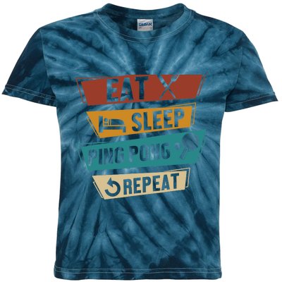 Table Tennis Lover Eat Sleep Ping Pong Repeat Kids Tie-Dye T-Shirt