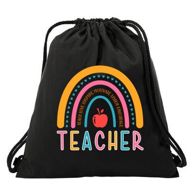 Teacher Teach Love Inspire Motivate Listen Encourage Drawstring Bag