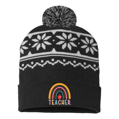 Teacher Teach Love Inspire Motivate Listen Encourage USA-Made Snowflake Beanie