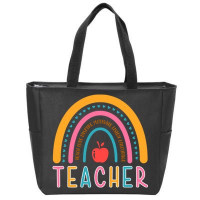 Teacher Teach Love Inspire Motivate Listen Encourage Zip Tote Bag