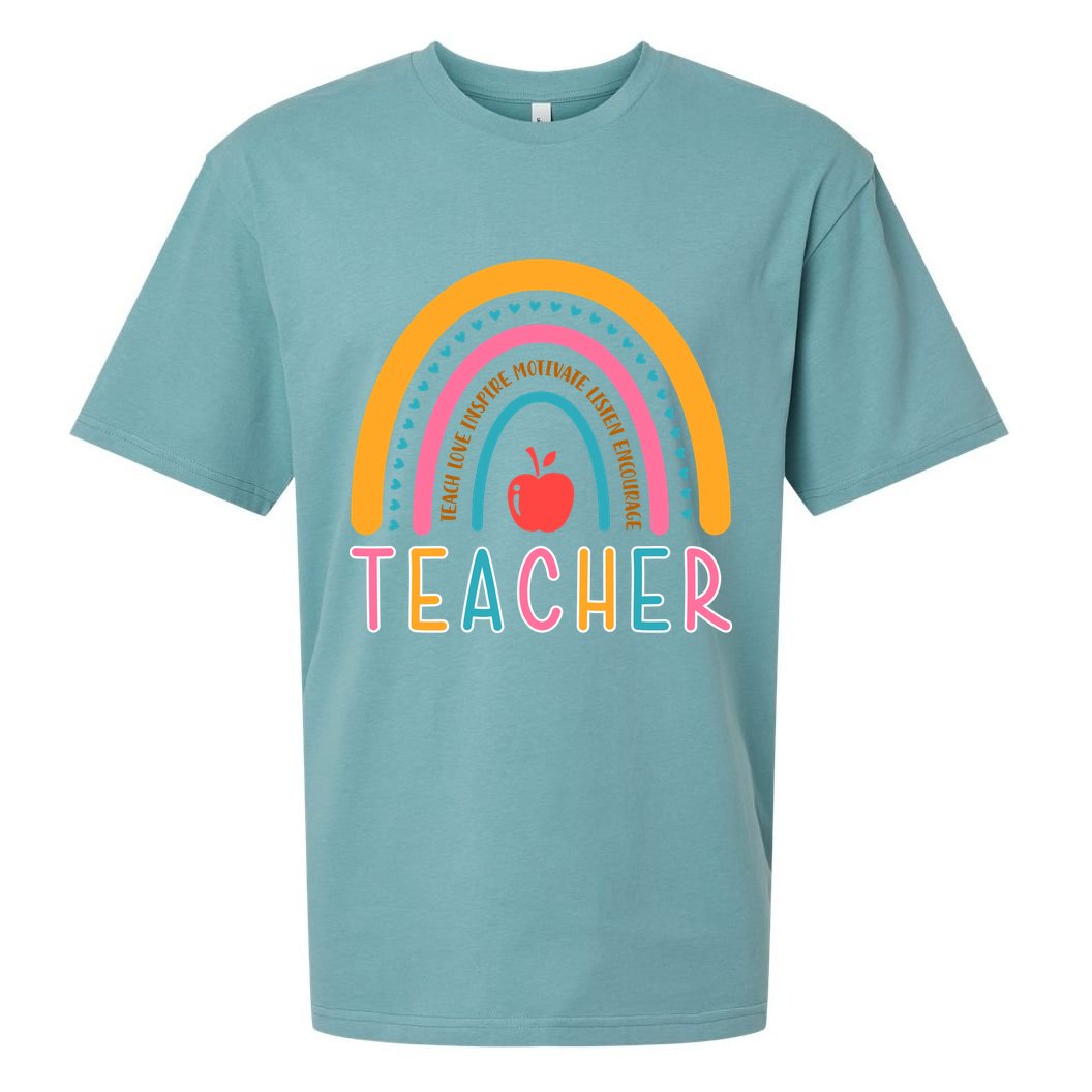 Teacher Teach Love Inspire Motivate Listen Encourage Sueded Cloud Jersey T-Shirt