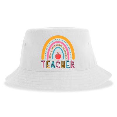 Teacher Teach Love Inspire Motivate Listen Encourage Sustainable Bucket Hat