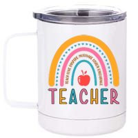 Teacher Teach Love Inspire Motivate Listen Encourage 12 oz Stainless Steel Tumbler Cup