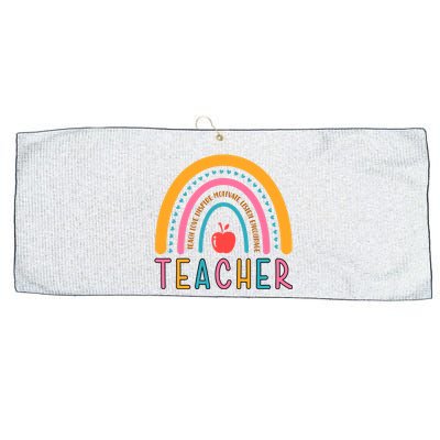 Teacher Teach Love Inspire Motivate Listen Encourage Large Microfiber Waffle Golf Towel