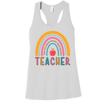 Teacher Teach Love Inspire Motivate Listen Encourage Women's Racerback Tank