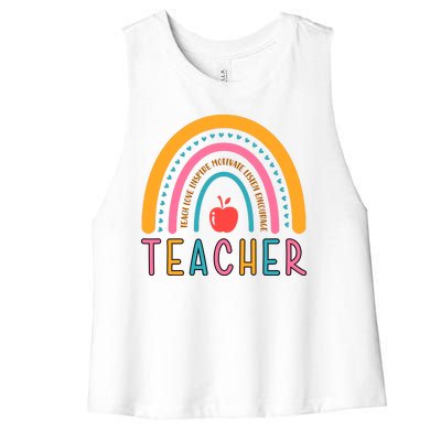 Teacher Teach Love Inspire Motivate Listen Encourage Women's Racerback Cropped Tank