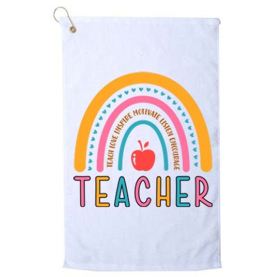 Teacher Teach Love Inspire Motivate Listen Encourage Platinum Collection Golf Towel