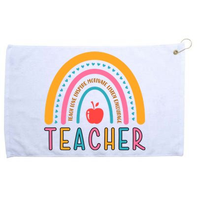 Teacher Teach Love Inspire Motivate Listen Encourage Grommeted Golf Towel