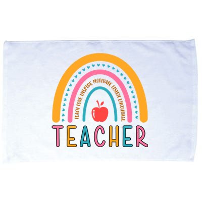 Teacher Teach Love Inspire Motivate Listen Encourage Microfiber Hand Towel