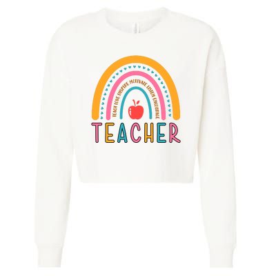 Teacher Teach Love Inspire Motivate Listen Encourage Cropped Pullover Crew