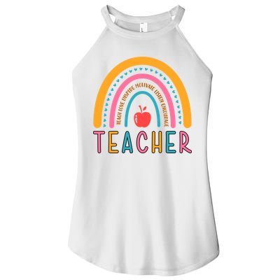 Teacher Teach Love Inspire Motivate Listen Encourage Women's Perfect Tri Rocker Tank