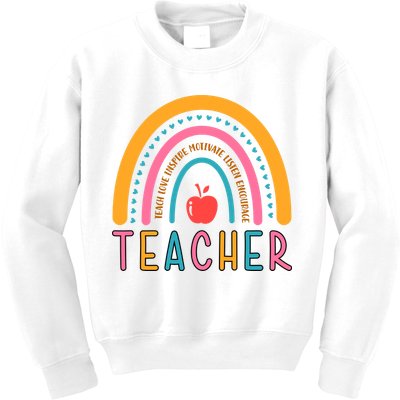 Teacher Teach Love Inspire Motivate Listen Encourage Kids Sweatshirt