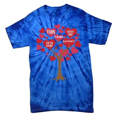 This Teacher Loves Her Valentines Day Tree Teach 5th Grade Gift Tie-Dye T-Shirt