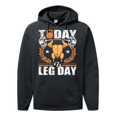 Thanksgiving Turkey Leg Day Workout Fun Performance Fleece Hoodie