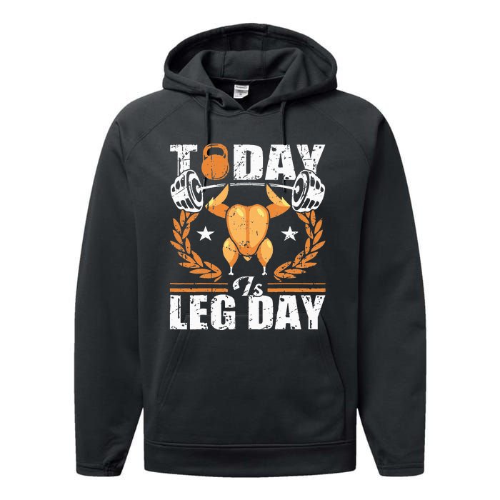 Thanksgiving Turkey Leg Day Workout Fun Performance Fleece Hoodie