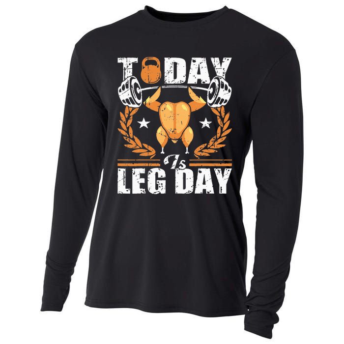 Thanksgiving Turkey Leg Day Workout Fun Cooling Performance Long Sleeve Crew