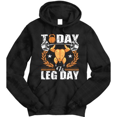 Thanksgiving Turkey Leg Day Workout Fun Tie Dye Hoodie