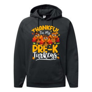 Thanksgiving Thankful My Prek Turkeys Pre K Teacher Student Performance Fleece Hoodie