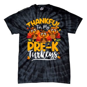 Thanksgiving Thankful My Prek Turkeys Pre K Teacher Student Tie-Dye T-Shirt