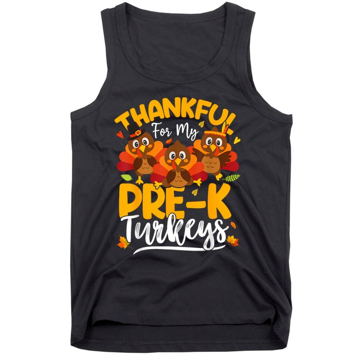 Thanksgiving Thankful My Prek Turkeys Pre K Teacher Student Tank Top