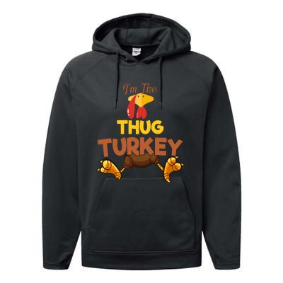 Thug Turkey Matching Family Group Thanksgiving Gifts  Performance Fleece Hoodie