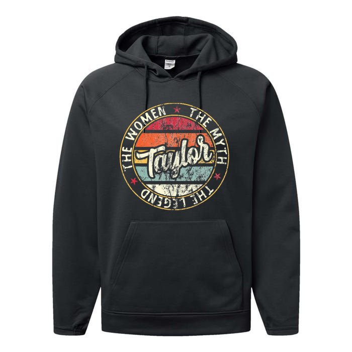 T.aylor The Myth The Legend First Name Taylor Performance Fleece Hoodie