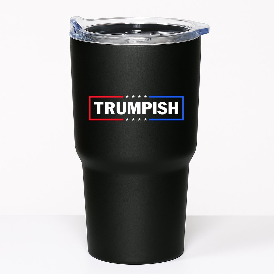 TRUMPISH Trump Mug Shot Hope Never Surrender Flag American Tumbler