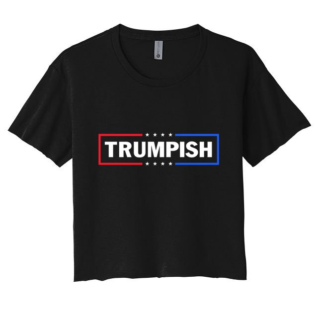 TRUMPISH Trump Mug Shot Hope Never Surrender Flag American Crop Top