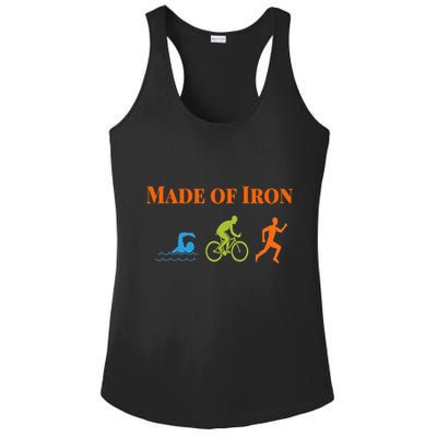 Triathalon Triathlete Made Of Iron Ladies PosiCharge Competitor Racerback Tank