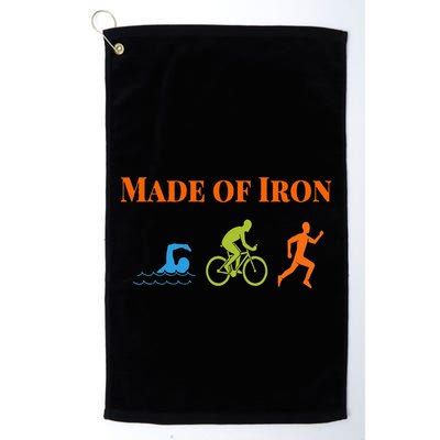 Triathalon Triathlete Made Of Iron Golf Towel