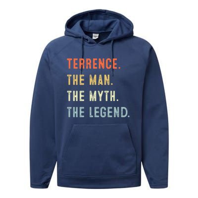 Terrence The Myth Legend Father’s Day Gift Papa Grandpa Funny Gift Performance Fleece Hoodie