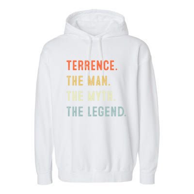 Terrence The Myth Legend Father’s Day Gift Papa Grandpa Funny Gift Garment-Dyed Fleece Hoodie