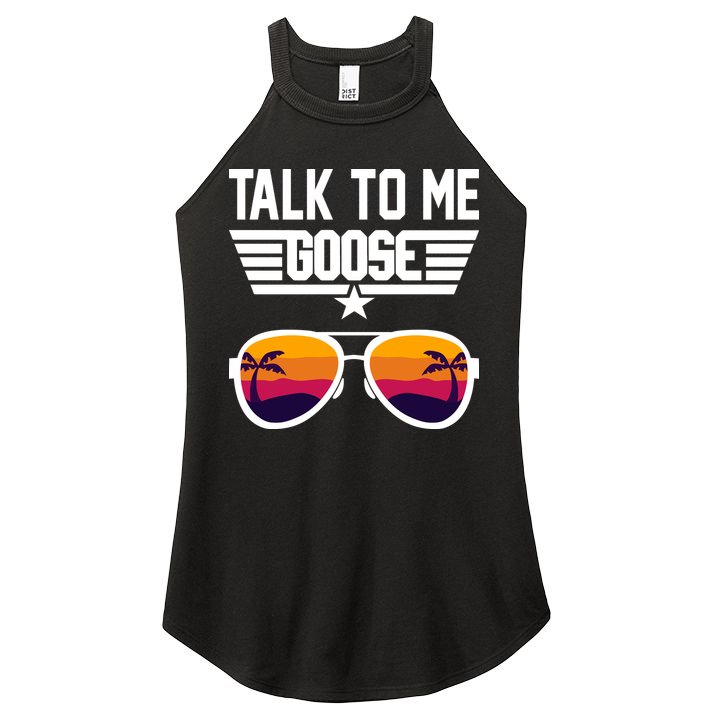 TALK TO ME GOOSE Sunglasses Hawaiian Trees Print Women T Shirt Summer Harajuku Women's Perfect Tri Rocker Tank