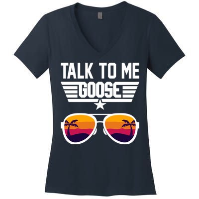 TALK TO ME GOOSE Sunglasses Hawaiian Trees Print Women T Shirt Summer Harajuku Women's V-Neck T-Shirt