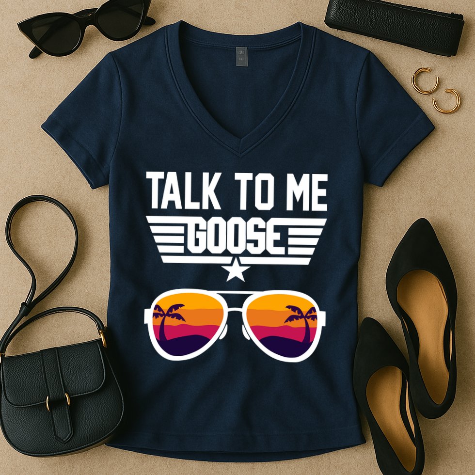 TALK TO ME GOOSE Sunglasses Hawaiian Trees Print Women T Shirt Summer Harajuku Women's V-Neck T-Shirt