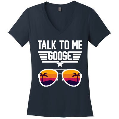 TALK TO ME GOOSE Sunglasses Hawaiian Trees Women T Summer Harajuku Women's V-Neck T-Shirt