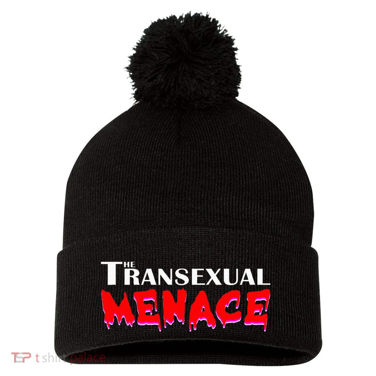 The Transexual Menace Funny Lgbt Pride Pom Pom 12in Knit Beanie