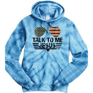 Talk To Me Jesus Glasses Usa Flag Tie Dye Hoodie