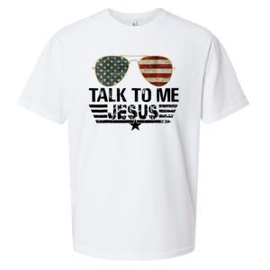 Talk To Me Jesus Glasses Usa Flag Sueded Cloud Jersey T-Shirt