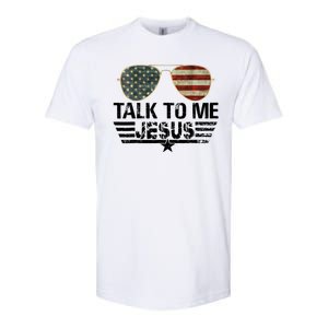 Talk To Me Jesus Glasses Usa Flag Softstyle CVC T-Shirt