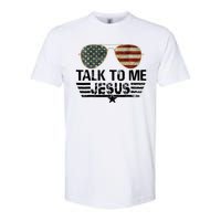 Talk To Me Jesus Glasses Usa Flag Softstyle CVC T-Shirt