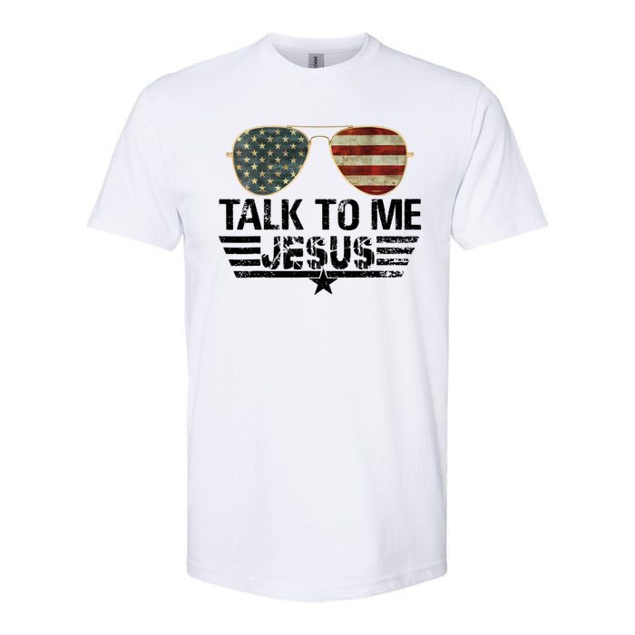 Talk To Me Jesus Glasses Usa Flag Softstyle CVC T-Shirt