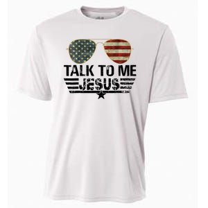 Talk To Me Jesus Glasses Usa Flag Cooling Performance Crew T-Shirt