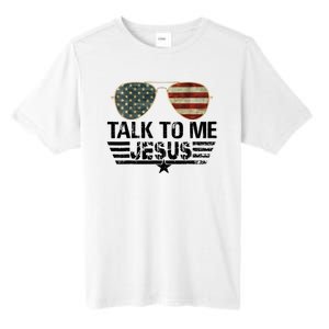 Talk To Me Jesus Glasses Usa Flag Tall Fusion ChromaSoft Performance T-Shirt