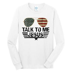 Talk To Me Jesus Glasses Usa Flag Tall Long Sleeve T-Shirt