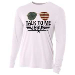 Talk To Me Jesus Glasses Usa Flag Cooling Performance Long Sleeve Crew